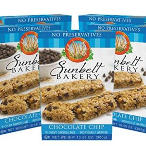 Sunbelt Bakery Chocolate Chip Chewy Granola Bars, 10 Bars In Each Box, No Preservatives